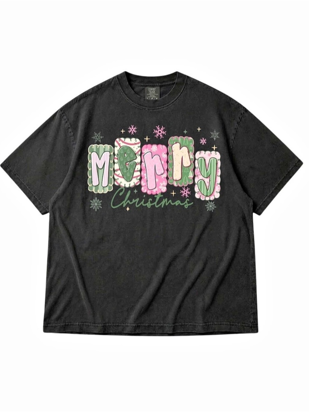 Comfort Colors Christmas Graphic Short Sleeve Tee in Black